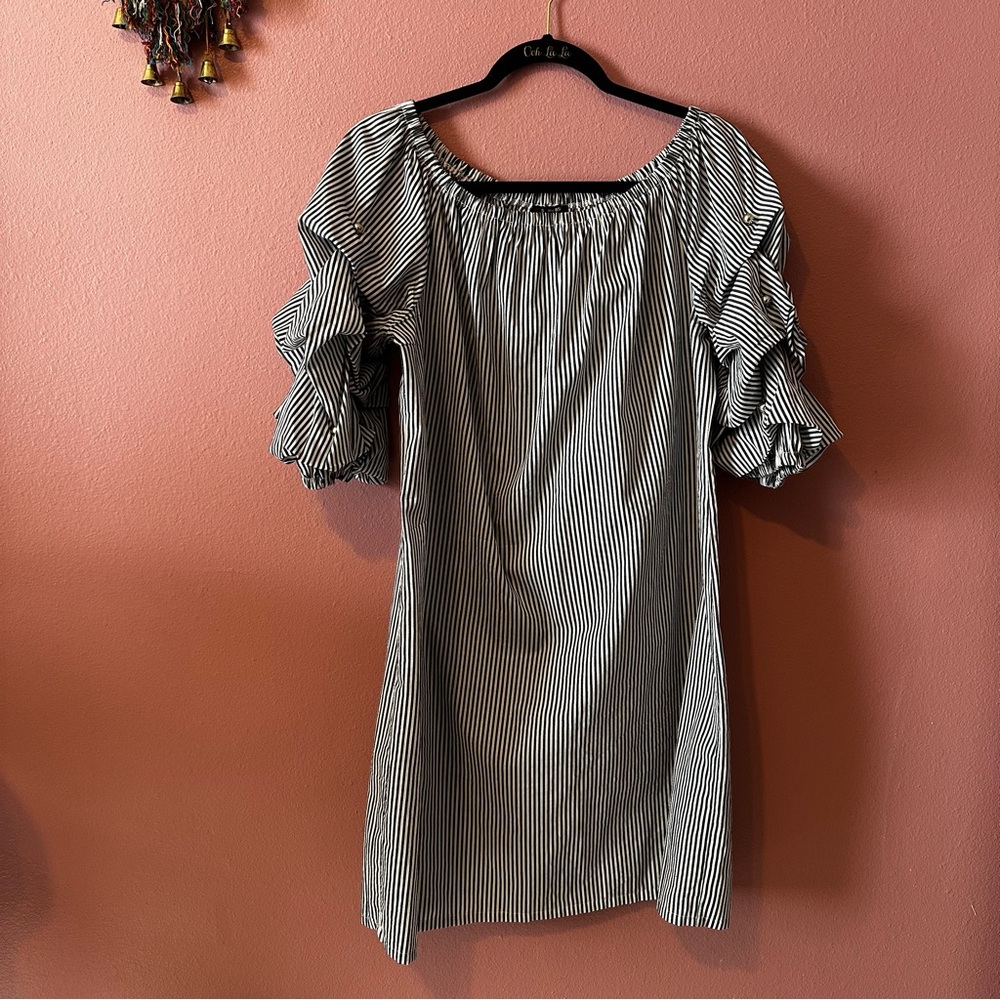 Sam and Jess Black and White Striped Mini Dress